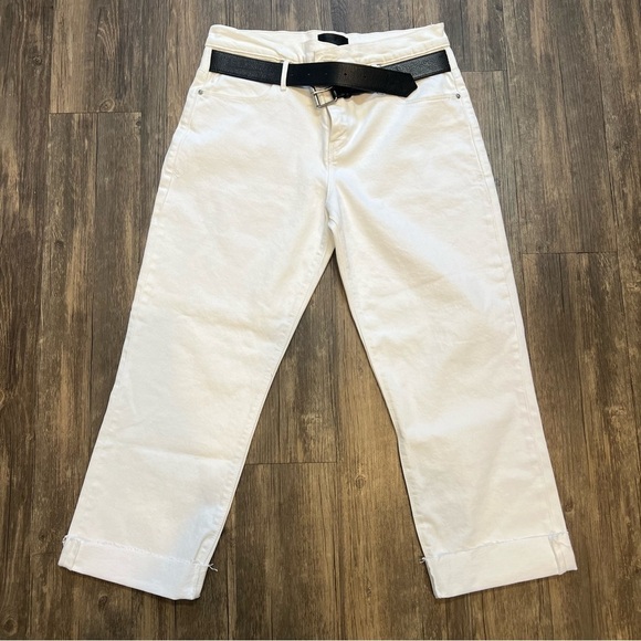 RTA Brand Women’s Dexter Belted Boyfriend Straight Leg Jeans White Pockets M - Picture 4 of 13
